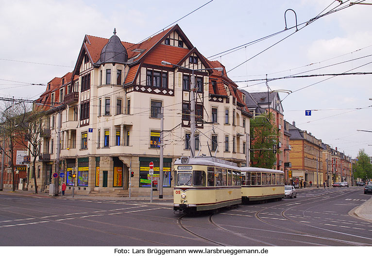 Die Haltestelle Trachenberger Platz in Dresden - Straßenbahn