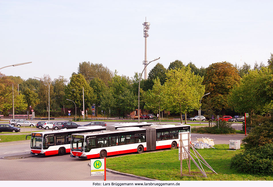 Hochbahn Busse am Bahnhof Vededel in Hamburg