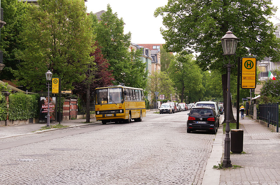 Ein Ikarus Bus an der Haltestelle Dornblüthstraße in Dresden