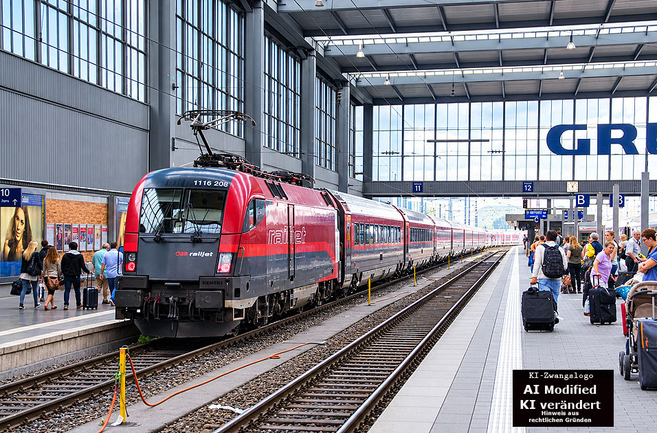 Der &Ouml;BB Taurus 1116 208 in M&uuml;nchen Hbf
