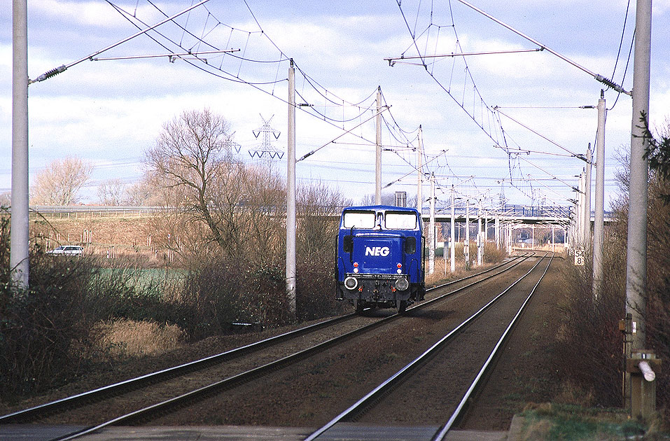 Die NEG Lok 01 im Bahnhof Krempe auf der Fahrt von Niebüll nach Uetersen