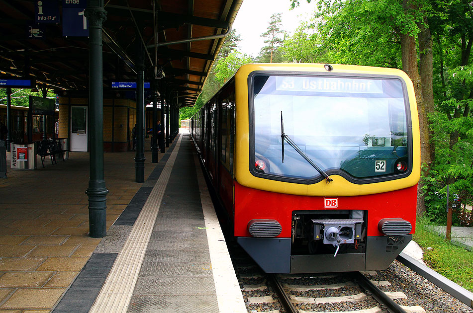 Die S-Bahn in Berlin im Bahnhof Rahnsdorf