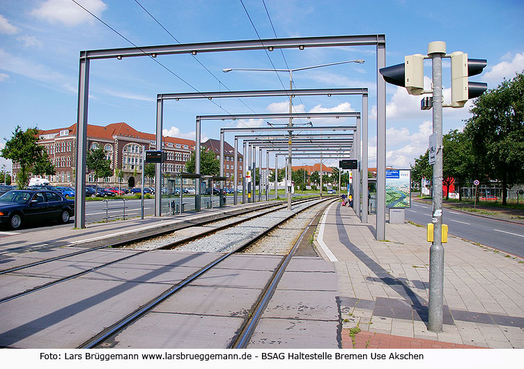 Die Haltestelle Use Akschen der Bremer Straßenbahn AG