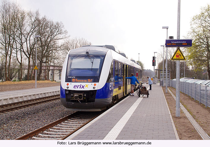 Foto Erixx Lint im Bahnhof Hodenhagen auf der Fahrt nach Hannover Hbf