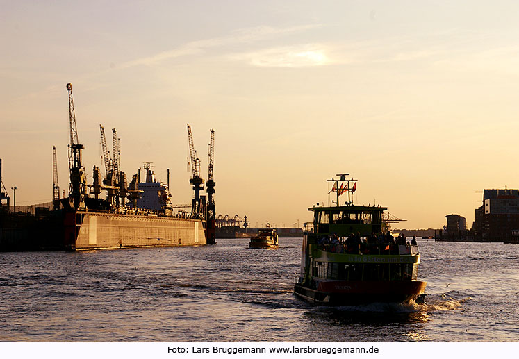 Ein HADAG Schiff auf der Elbe in Hamburg