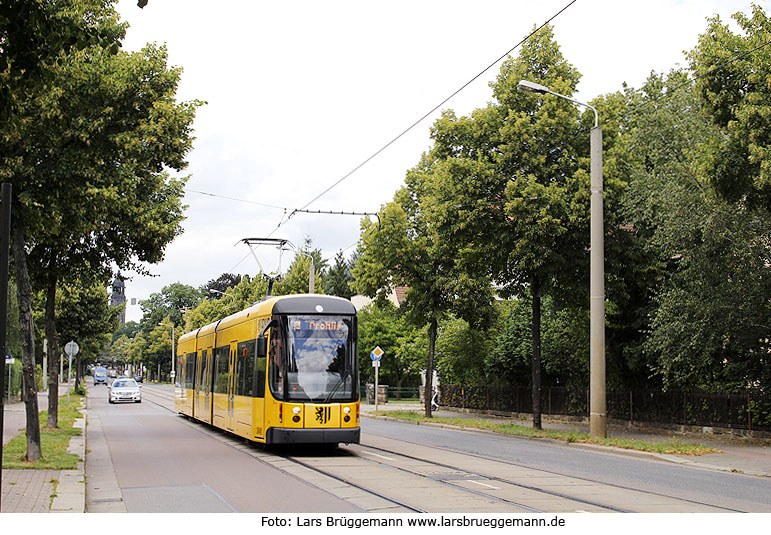 Die Haltestelle Eugen-Bracht-Straße der Straßenbahn in Dresden