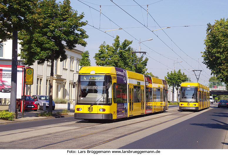 Die Haltestelle Kleestraße der Straßenbahn in Dresden