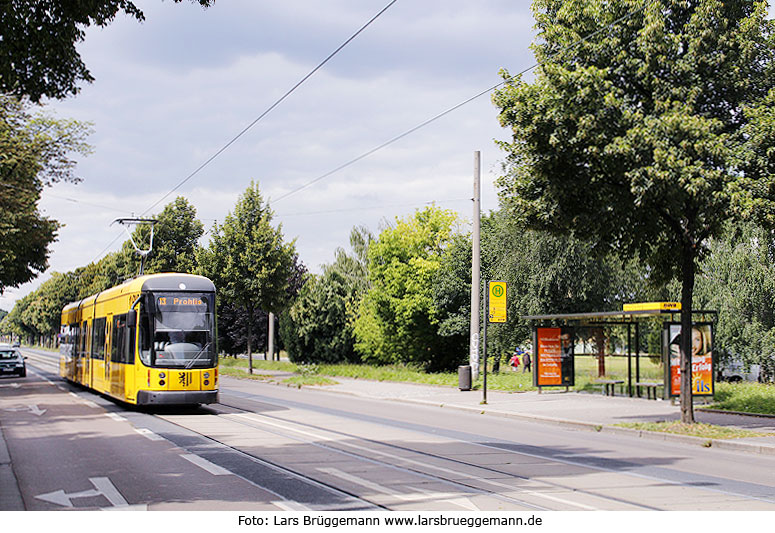 Die Haltestelle Otto-Dix-Ring der Straßenbahn in Dresden