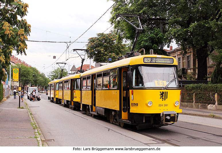 Tatra Straßenbahn in Dresden an der Haltestelle Großenhainer Platz