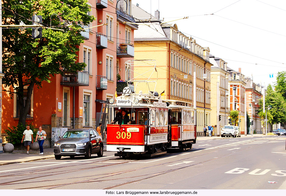 Berolina Museumswagen der Straßenbahn in Dresden