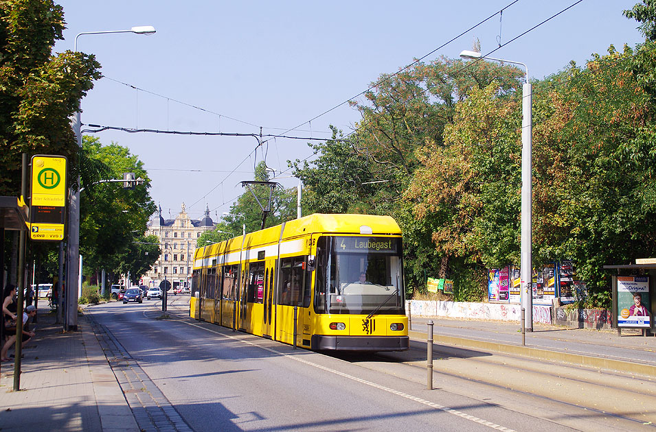 Die Haltestelle Alter Schlachthof der Straßenbahn in Dresden