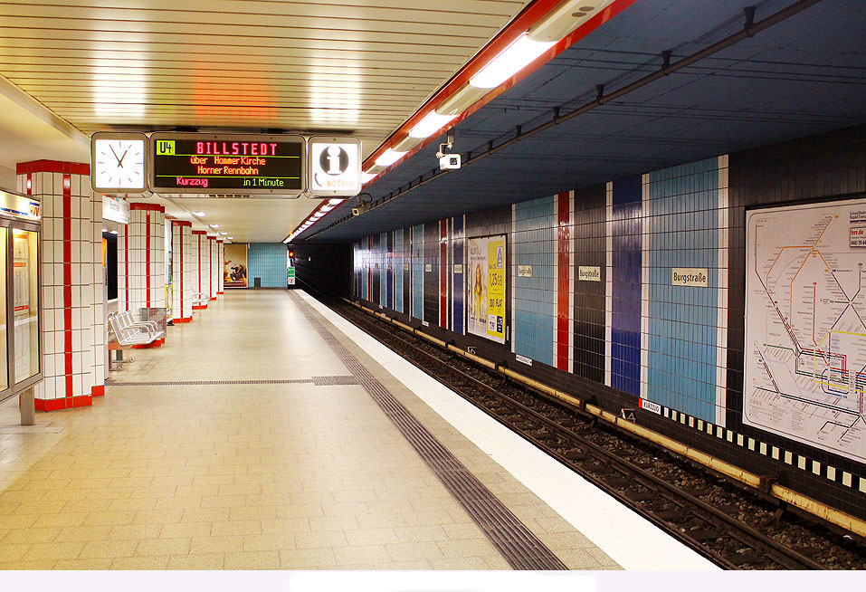 Die U-Bahn Haltestelle Burgstraße der Hamburger Hochbahn