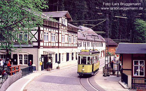Der Traditionswagen 5 der Kirnitzschtalbahn