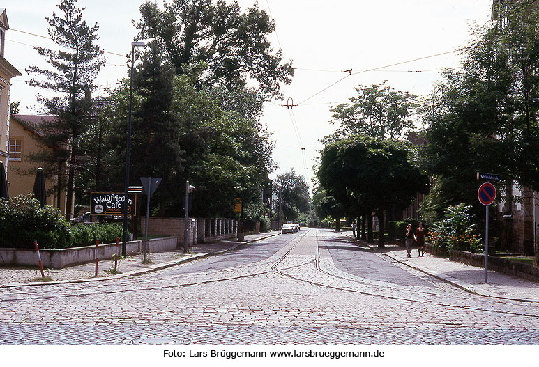 Das Gleisdreieck in der Schlömilichstraße der Dresdener Straßenbahn