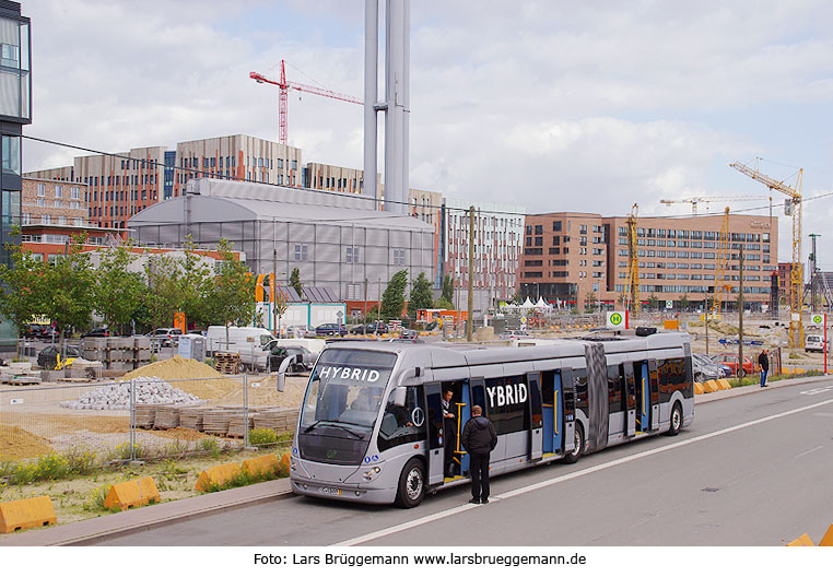 Ein Phileas Bus im Testeinsatzin bei der PVG in der Hafencity in Hamburg