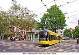 Die Haltestelle Fetscherplatz der Straßenbahn in Dresden