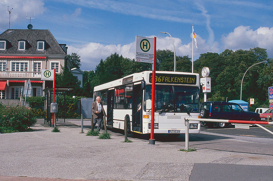 Der PVG Bus 166 in der Kehre Teufelsbrück