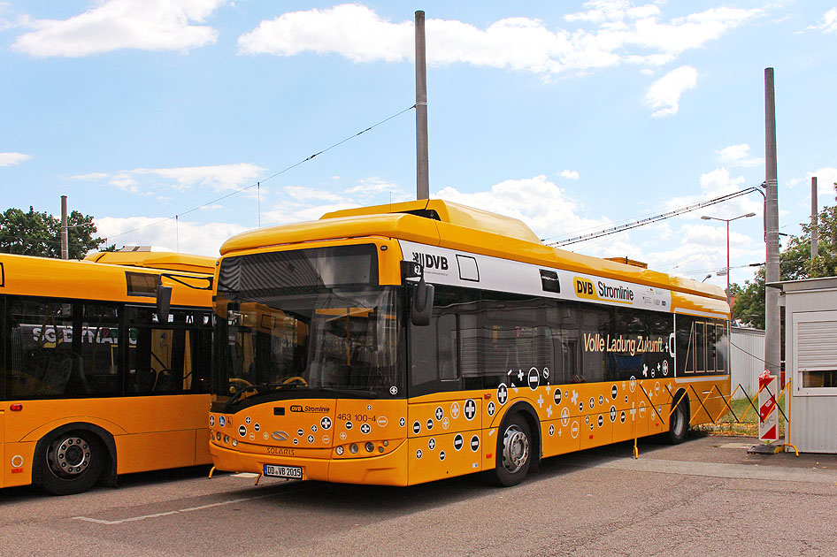 Ein Solaris Elektrobus in Dresden auf dem Betriebshof Trachenberge