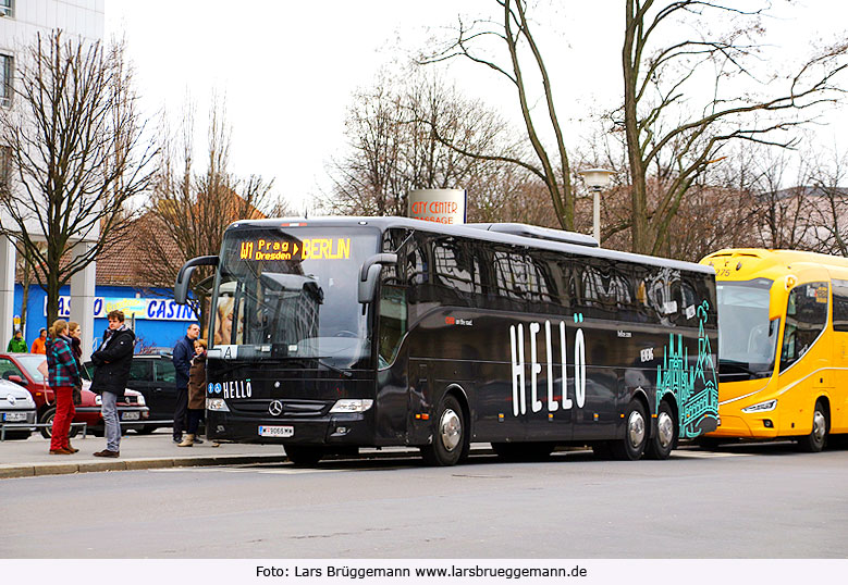 Ein Hellö Bus in Dresden am Hbf