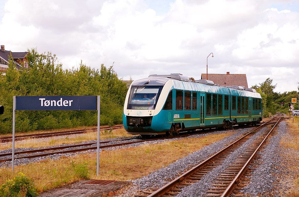Der Bahnhof Tondern / Tønder in Dänemark mit einem Lint von Arriva