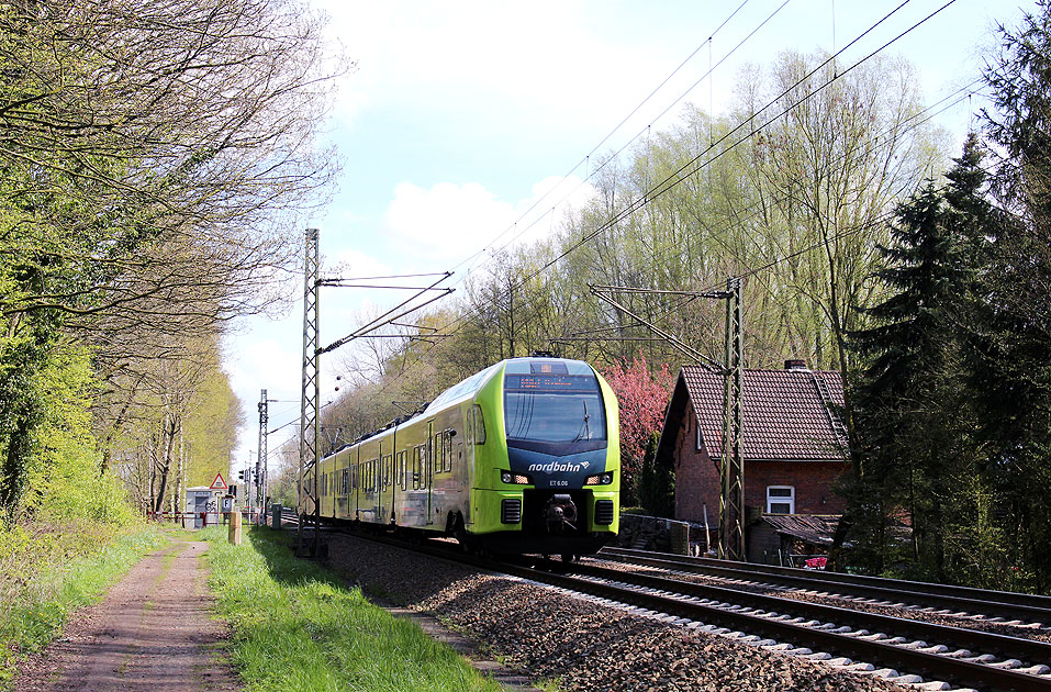 Ein Nordbahn Flirt im Bahnhof Prisdorf