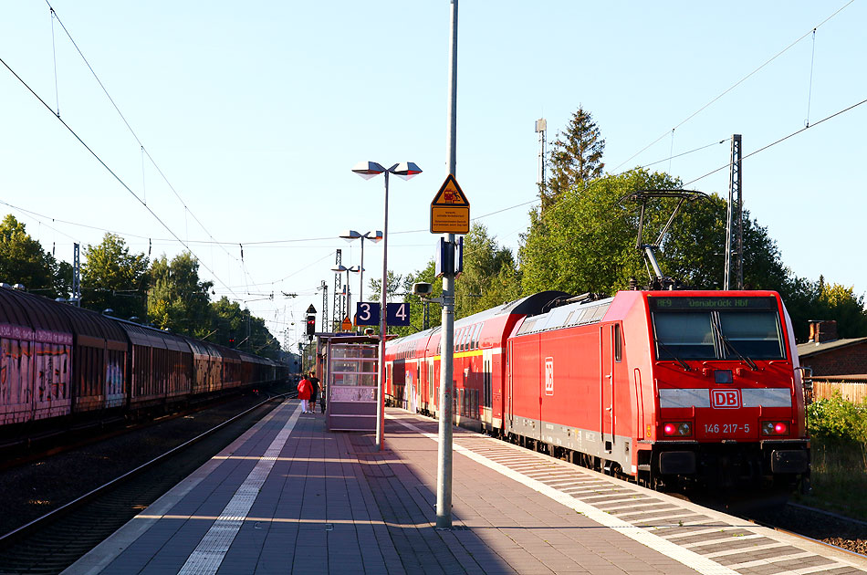 Eine Lok der Baureihe 146.2 im Bahnhof Syke zwischen Bremen und Osnabrück