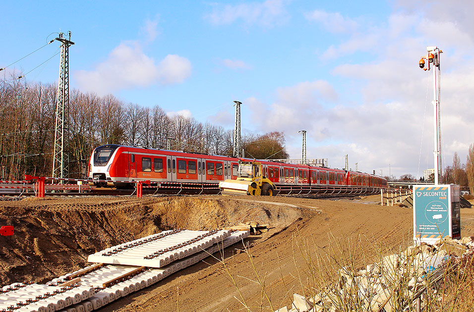 Bauarbeiten für den neuen Fernbahnhof Altona Nord am Bahnhof Hamburg Diebsteich