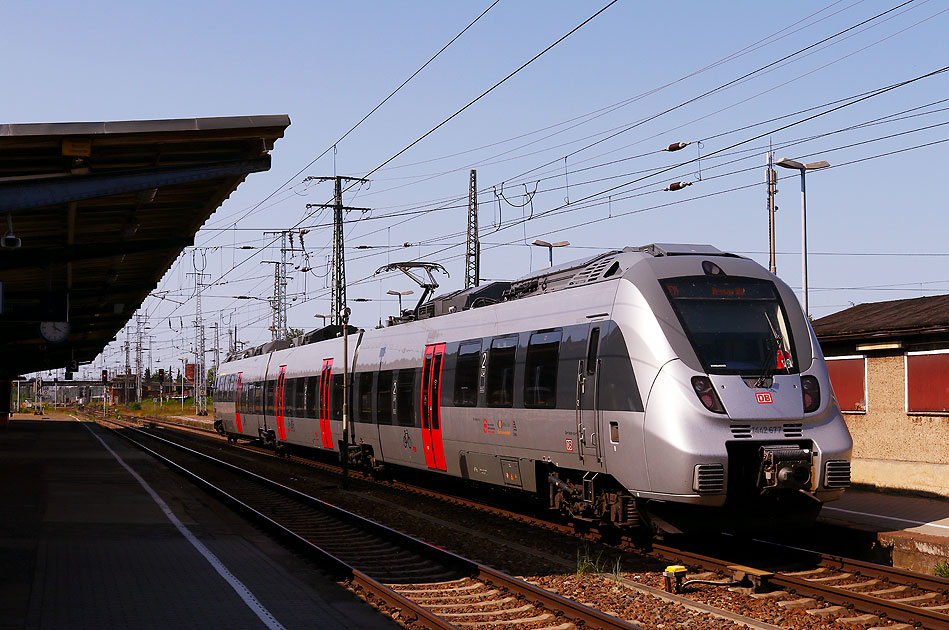 Eine Hamsterbacke der Baureihe 1442 im Bahnhof Falkenberg / Elster