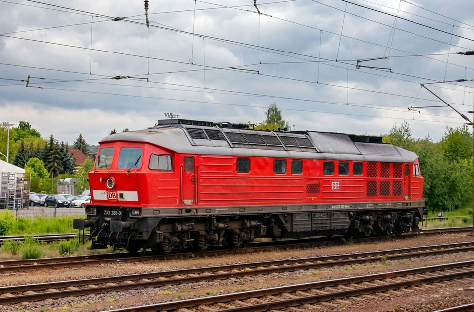 Die  233 288-0 im Bahnhof Coswig bei Dresden