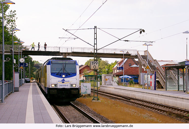 Metronom Zug im Bahnhof Horneburg