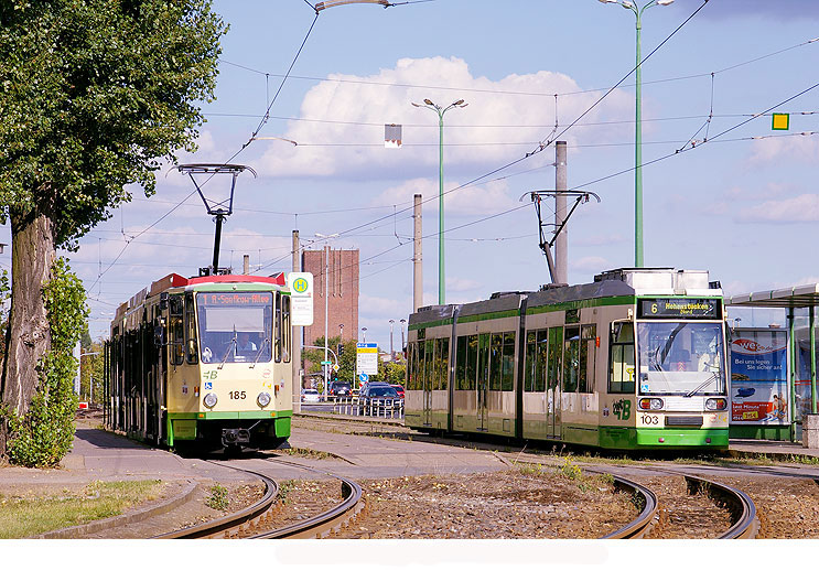 Die Straßenbahn in Brandenburg am Hauptbahnhof