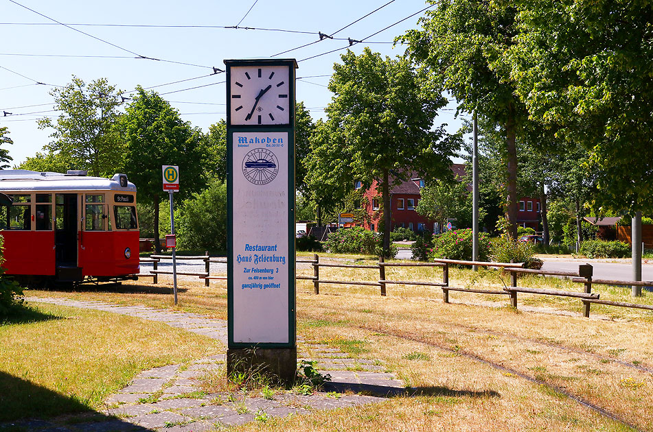 Die Haltestelle Gleisdreieck der Museumsstraßenbahn am Schönberger Strand
