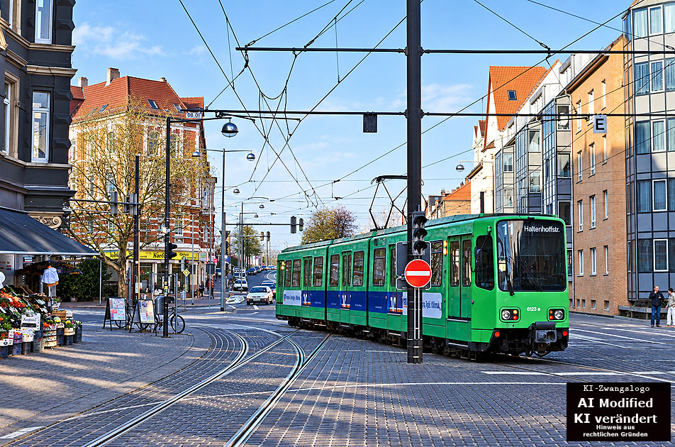Die &Uuml;stra in Hannover an der Haltestelle Stangriede