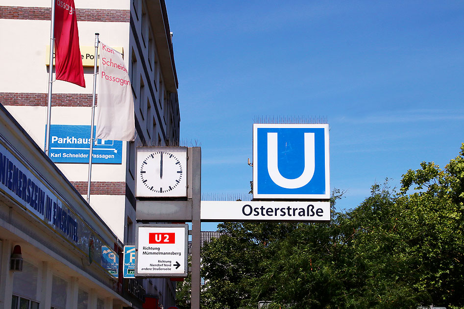 Ein Bahnhofsschild von der U-Bahn Haltestelle Osterstraße