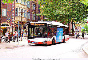Elektromobilitätt: Ein Elektrobus der Hamburger Hochbahn vom Hersteller Solaris